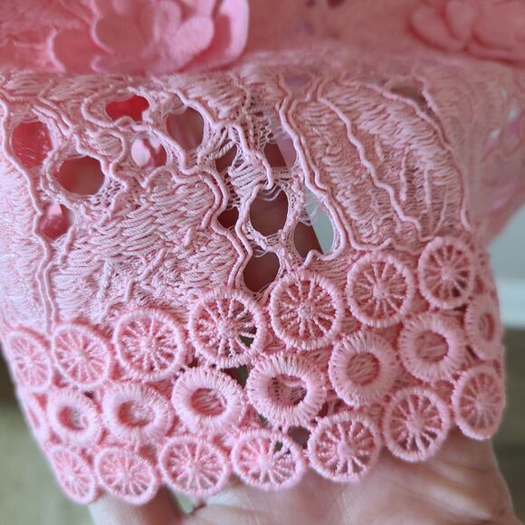 Fairy Coquette Lace Dress Size 2 Pink Michael Kors 3D Floral Appliquéd HOCO - Picture 3 of 12